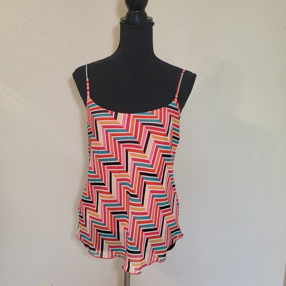 Pink and Black Graphic Camisole Sleeveless Top